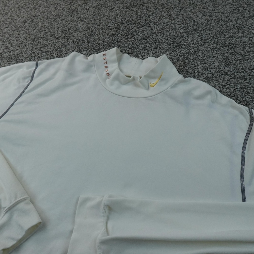 Nike Shirt Mens XL White Pro Dri FIT Livestrong Long Sleeve Base Layer Athletic